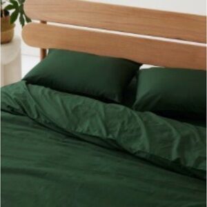 Pact Organic Queen Cool Air Duvet Cover and Pillowcases Mountain View Green